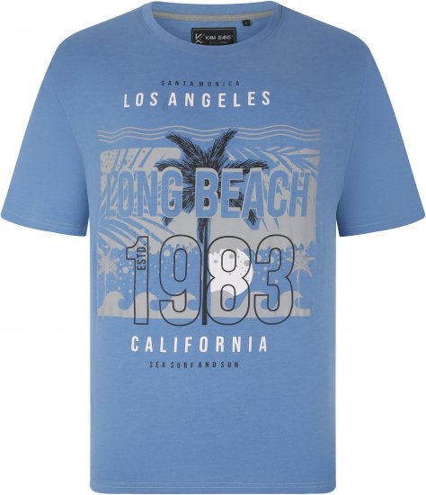 Kam Jeans 5729 Long Beach Print T-Shirt Blue Marl - Koszulki - T-shirty meskie Duże Rozmiary - 2XL-14XL