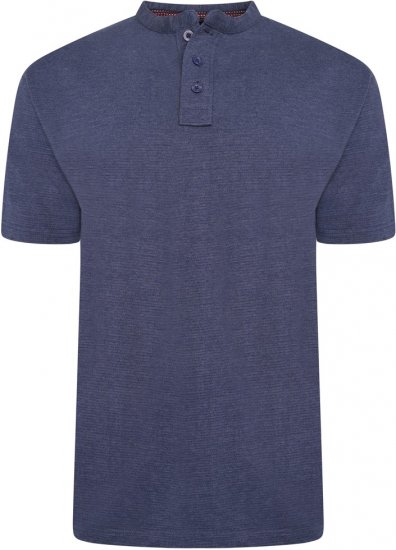 Kam Jeans 5744 Textured Jersey Grandad Top Indigo - Koszulki polo - Koszulki Polo 2XL-8XL