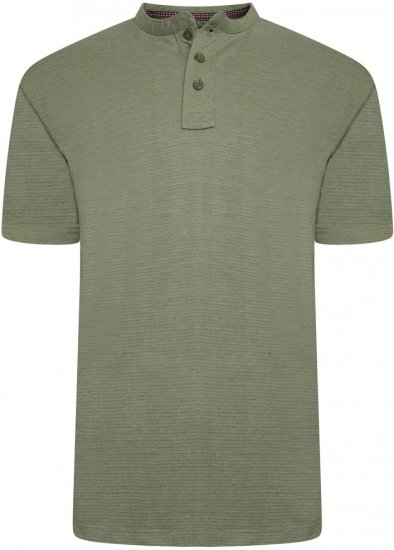 Kam Jeans 5744 Textured Jersey Grandad Top Khaki - Koszulki polo - Koszulki Polo 2XL-8XL