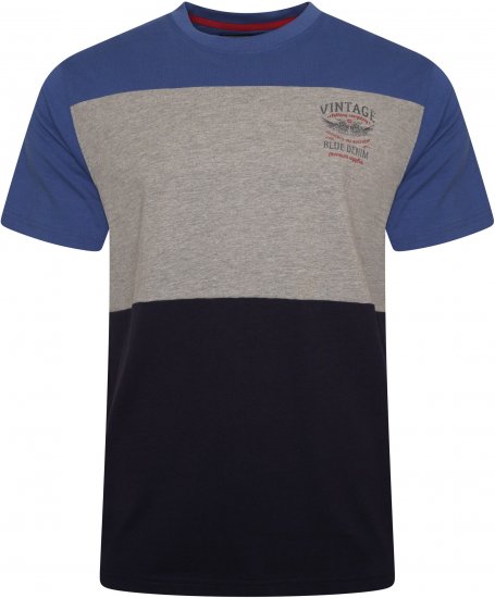 Kam Jeans 5746 Cut & Sew T-Shirt with Print Blue - Koszulki - T-shirty meskie Duże Rozmiary - 2XL-14XL