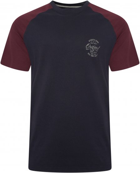 Kam Jeans 5747 Raglan T-Shirt with Print Navy - Koszulki - T-shirty meskie Duże Rozmiary - 2XL-14XL