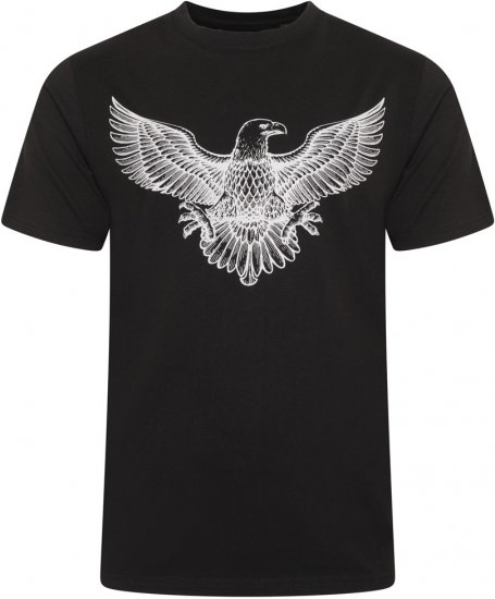 Kam Jeans 5758 Eagle Print T-Shirt Black - Koszulki - T-shirty meskie Duże Rozmiary - 2XL-14XL