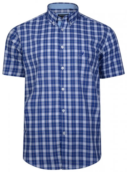 Kam Jeans 6155 Short Sleeve Check Shirt Blue - Koszule - Koszule 2XL-10XL