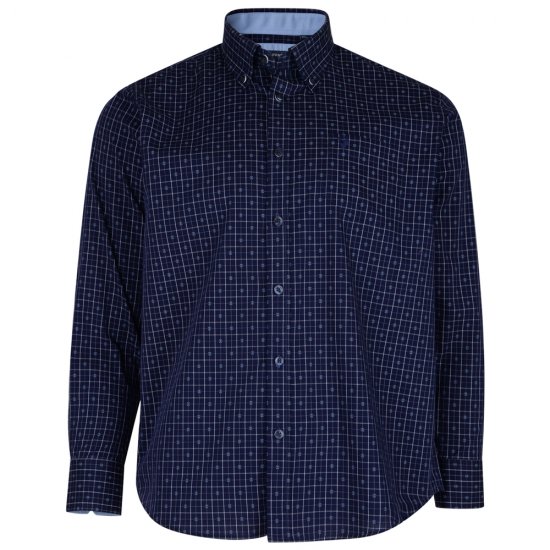 Kam Jeans 6158 Long Sleeve Dobby Embroidery Shirt Navy - Koszule - Koszule 2XL-10XL