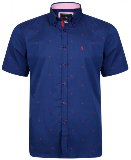 Kam Jeans 6160 Short Sleeve Dobby Print Shirt Twilight Blue - Koszule - Koszule 2XL-10XL