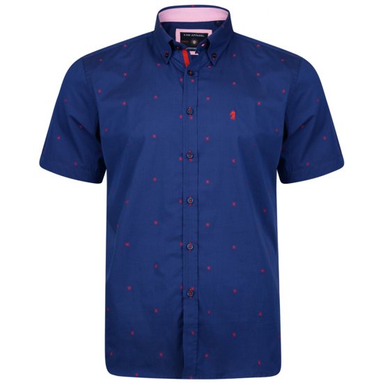 Kam Jeans 6160 Short Sleeve Dobby Print Shirt Twilight Blue - Koszule - Koszule 2XL-10XL
