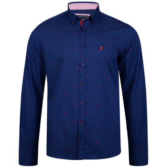 Kam Jeans 6160 Long Sleeve Dobby Print Shirt Twilight Blue - Koszule - Koszule 2XL-10XL