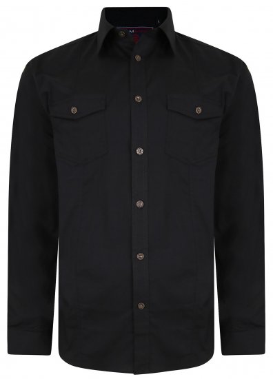 Kam Jeans Retro Long Sleeve Stretch Shirt Black - Koszule - Koszule 2XL-10XL