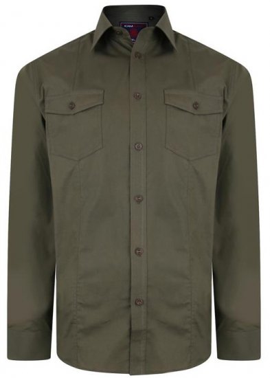 Kam Jeans Retro Long Sleeve Stretch Shirt Khaki - Koszule - Koszule 2XL-10XL
