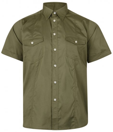 Kam Jeans Retro Short Sleeve Stretch Shirt Khaki - Koszule - Koszule 2XL-10XL