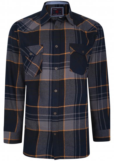 Kam Jeans 6193 Long Sleeve Flannel Shirt Navy - Koszule - Koszule 2XL-10XL