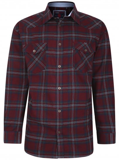 Kam Jeans 6194 Long Sleeve Flannel Shirt Burgundy - Koszule - Koszule 2XL-10XL