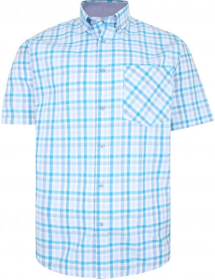 Kam Jeans 6215 Summer Check Shirt Turquoise - Koszule - Koszule 2XL-10XL