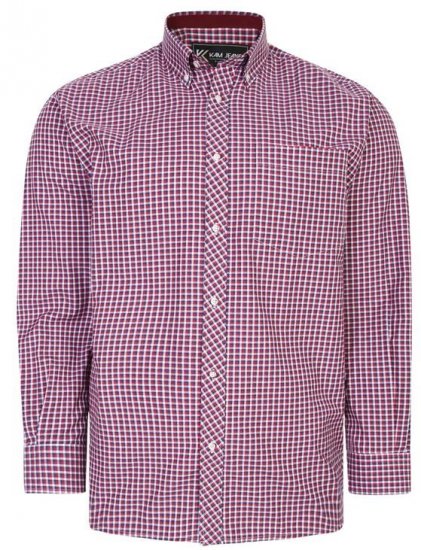 Kam Jeans 6219 LS Mini Gingham Check Shirt Red - Koszule - Koszule 2XL-10XL