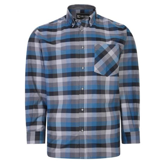 Kam Jeans 6222 Grazed Check Pattern Shirt Turquoise - Koszule - Koszule 2XL-10XL