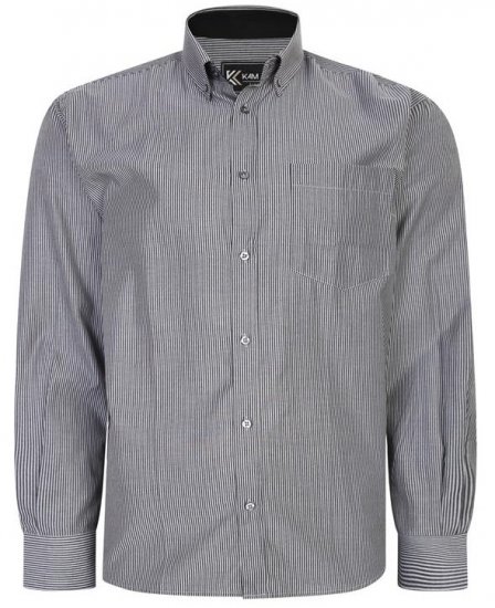 Kam Jeans 6224 LS Mini Stripe Shirt Charcoal - Koszule - Koszule 2XL-10XL