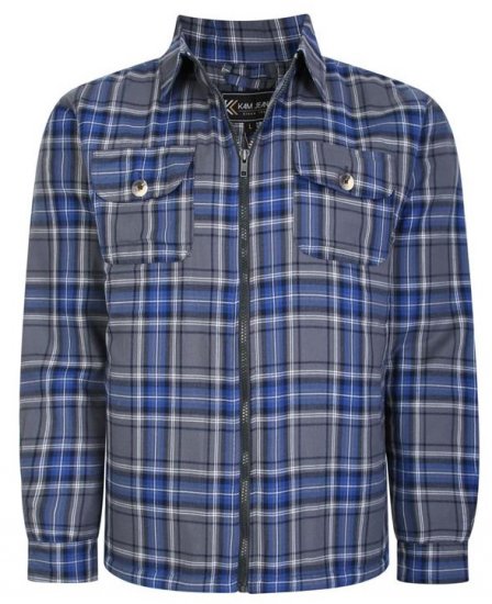 Kam Jeans 6231 Sherpa Lined Flannel Shirt with Zipper Charcoal - Koszule - Koszule 2XL-10XL