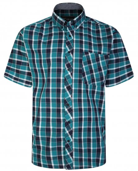 Kam Jeans 6240 SS Check Shirt Teal - Koszule - Koszule 2XL-10XL