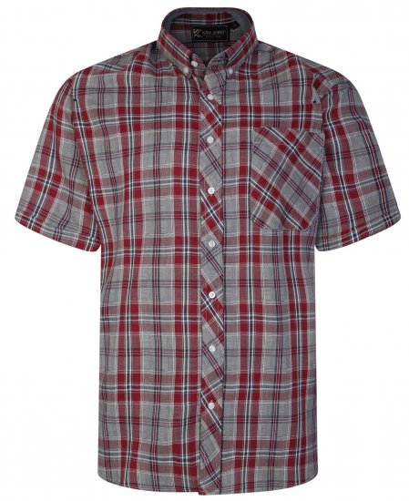 Kam Jeans 6241 SS Check Shirt Burgundy - Koszule - Koszule 2XL-10XL