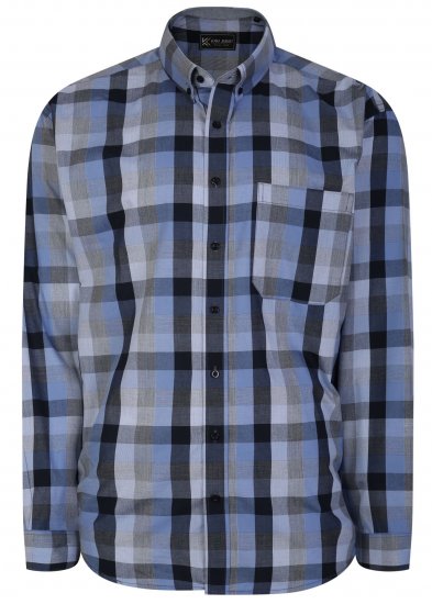 Kam Jeans 6242 Long Sleeve Casual Checked Shirt Blue - Koszule - Koszule 2XL-10XL