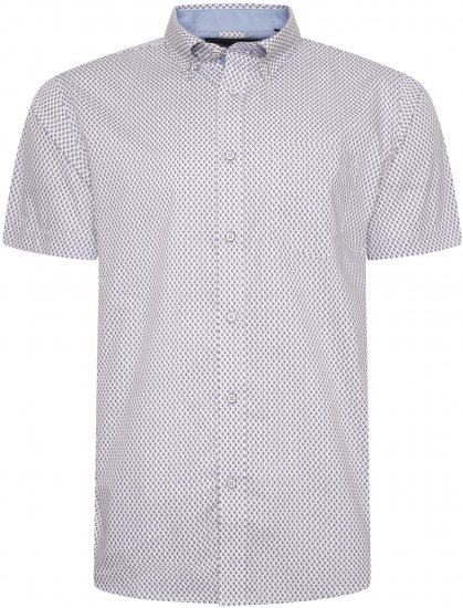 Kam Jeans 6279 All Over Geo Print Shirt White - Koszule - Koszule 2XL-10XL