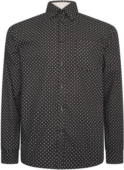 Kam Jeans 6296 Long Sleeve All Over Geo Print Shirt Black - Koszule - Koszule 2XL-10XL