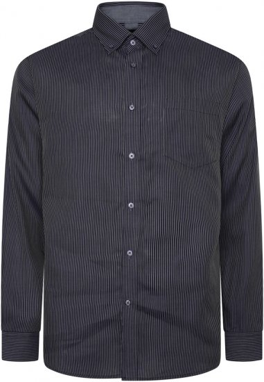 Kam Jeans 6300 Long Sleeve Dobby Stripe Shirt Dark Grey - Koszule - Koszule 2XL-10XL