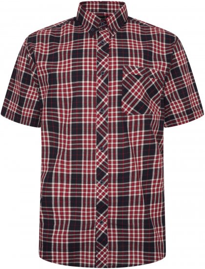 Kam Jeans 6301 Casual Check Short Sleeve Shirt Burgundy - Koszule - Koszule 2XL-10XL