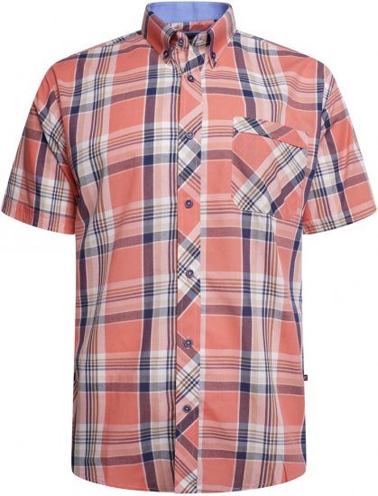 Kam Jeans 6312 Casual Check Short Sleeve Shirt Light Red - Koszule - Koszule 2XL-10XL