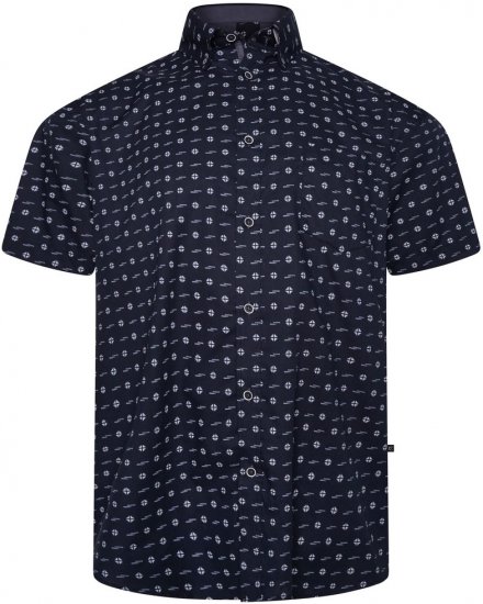 Kam Jeans 6325 Dobby Print Short Sleeve Shirt Black - Koszule - Koszule 2XL-10XL