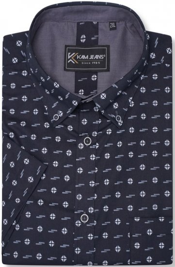 Kam Jeans 6325 Dobby Print Short Sleeve Shirt Black - Koszule - Koszule 2XL-10XL