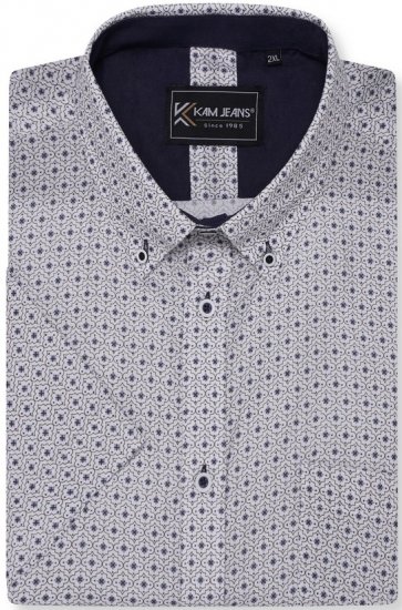 Kam Jeans 6328 AOP Geo Print Short Sleeve Shirt Charcoal - Koszule - Koszule 2XL-10XL