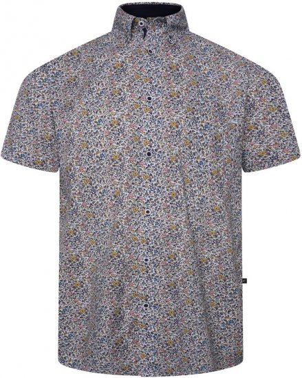 Kam Jeans 6329 Mini Floral Print Short Sleeve Shirt Grey - Koszule - Koszule 2XL-10XL