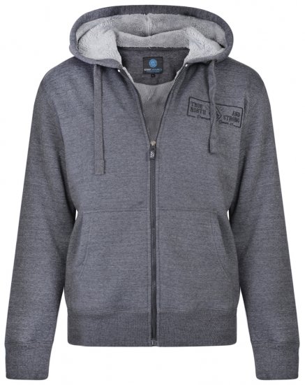 Kam Jeans 7006 Sherpa Lined Hoodie Charcoal - Bluzy & bluzy z kapturem - Bluzy & Bluzy z kapturem 2XL-12XL