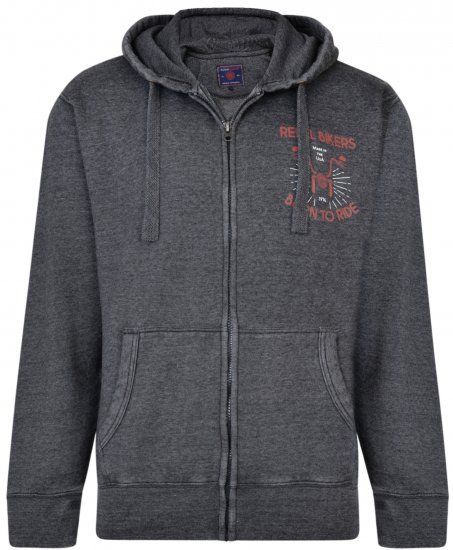 Kam Jeans 7023 Rebel Bikers Hoodie Charcoal - Bluzy & bluzy z kapturem - Bluzy & Bluzy z kapturem 2XL-12XL