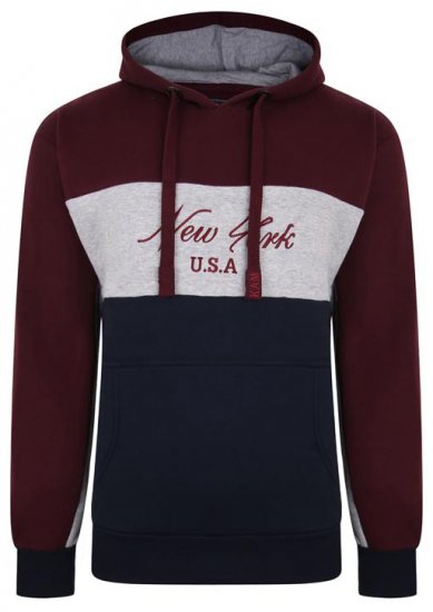 Kam Jeans 7033 NY Over The Head Hoodie Burgundy - Bluzy & bluzy z kapturem - Bluzy & Bluzy z kapturem 2XL-12XL