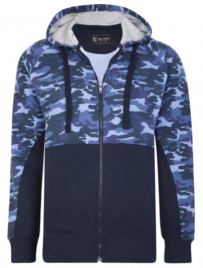 Kam Jeans 7036 Camo Print Full Zipper Hoodie Navy - Bluzy & bluzy z kapturem - Bluzy & Bluzy z kapturem 2XL-12XL