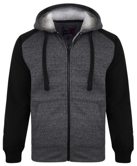 Kam Jeans 7037 Sherpa Raglan Hoodie Black - Bluzy & bluzy z kapturem - Bluzy & Bluzy z kapturem 2XL-12XL