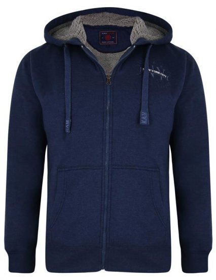 Kam Jeans 7038 Sherpa Lined Hoodie Indigo - Bluzy & bluzy z kapturem - Bluzy & Bluzy z kapturem 2XL-12XL