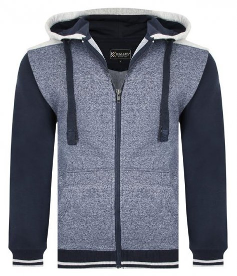 Kam Jeans 7042 Zip Thru Panelled Hoody Indigo - Bluzy & bluzy z kapturem - Bluzy & Bluzy z kapturem 2XL-12XL