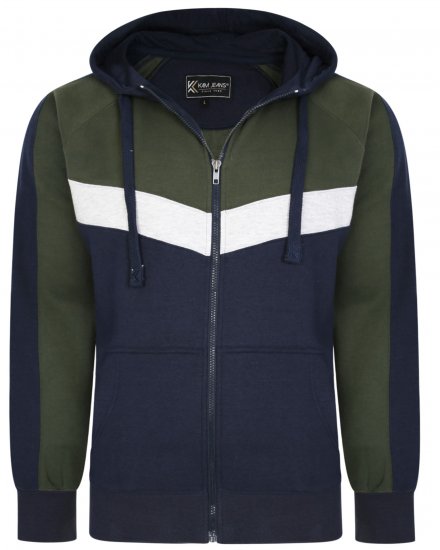 Kam Jeans 7048 Chevron Panelled Hoodie Khaki - Bluzy & bluzy z kapturem - Bluzy & Bluzy z kapturem 2XL-12XL