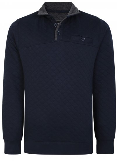 Kam Jeans 7050 Quilted Jersey Sweater 1/4 Button Up Navy - Bluzy & bluzy z kapturem - Bluzy & Bluzy z kapturem 2XL-12XL