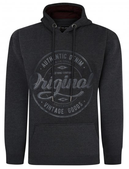 Kam Jeans 7059 Over Head Large Embossed Hoodie Charcoal - Bluzy & bluzy z kapturem - Bluzy & Bluzy z kapturem 2XL-12XL