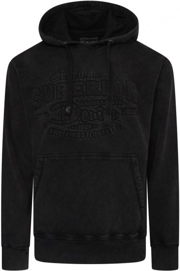 Kam Jeans 7066 Over Head Washed Embossed Hoody Black - Bluzy & bluzy z kapturem - Bluzy & Bluzy z kapturem 2XL-12XL