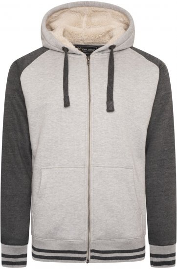 Kam Jeans 7075 Raglan Zip Thru Sherpa Hoodie Grey - Bluzy & bluzy z kapturem - Bluzy & Bluzy z kapturem 2XL-12XL