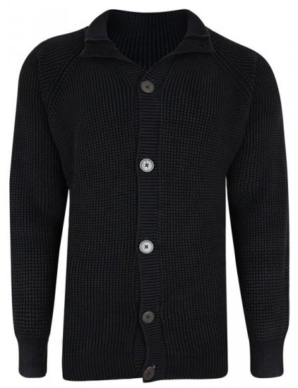 Kam Jeans 79 Washed Effect Knitted Black Cardigan - Bluzy & bluzy z kapturem - Bluzy & Bluzy z kapturem 2XL-12XL