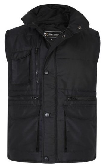Kam Jeans KV115 Military Multi Pocket Vest Black - Kurtki Męskie Duże Rozmiary - Kurtki Duże rozmiary 2XL-8XL