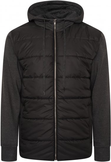 Kam Jeans KV135 Quilted Zip Thru Hoody with Padded Body & Jersey Sleeves Black TALL SIZES - ODZIEŻ MĘSKA MT-6XLT - WYSOKIE-rozmiary