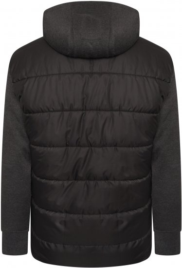 Kam Jeans KV135 Quilted Zip Thru Hoody with Padded Body & Jersey Sleeves Black TALL SIZES - ODZIEŻ MĘSKA MT-6XLT - WYSOKIE-rozmiary
