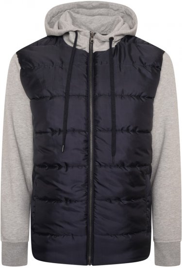 Kam Jeans KV135 Quilted Zip Thru Hoody with Padded Body & Jersey Sleeves Navy - Bluzy & bluzy z kapturem - Bluzy & Bluzy z kapturem 2XL-12XL